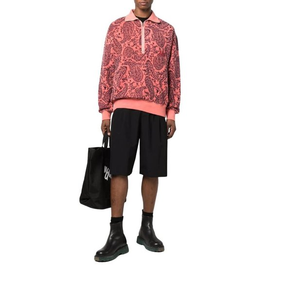 NEW Aries Made in Italy Coral Paisley 1/2 Zip Sweater Small - Picture 3 of 9